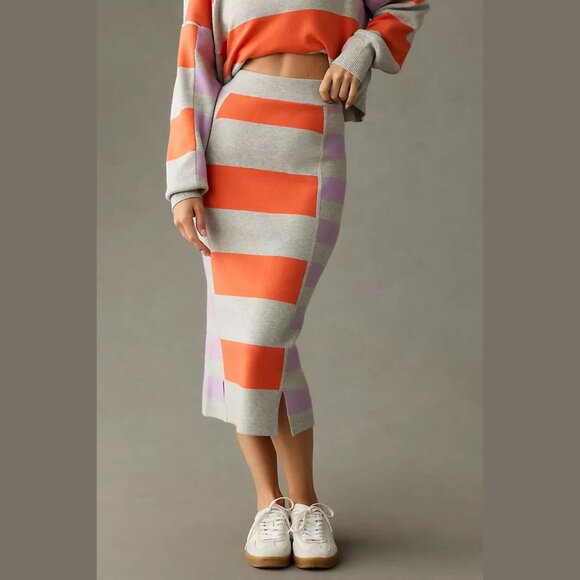 Daily Practice by Anthropologie Glens Striped Sweater Midi Skirt XL 2909 - Picture 2 of 15